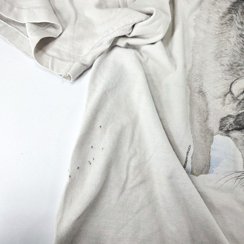 Vintage 90s Wolf Nature T Shirt Hanes Beefy-T Single Stitch Wildlife Tee Sz XL - Picture 7 of 10